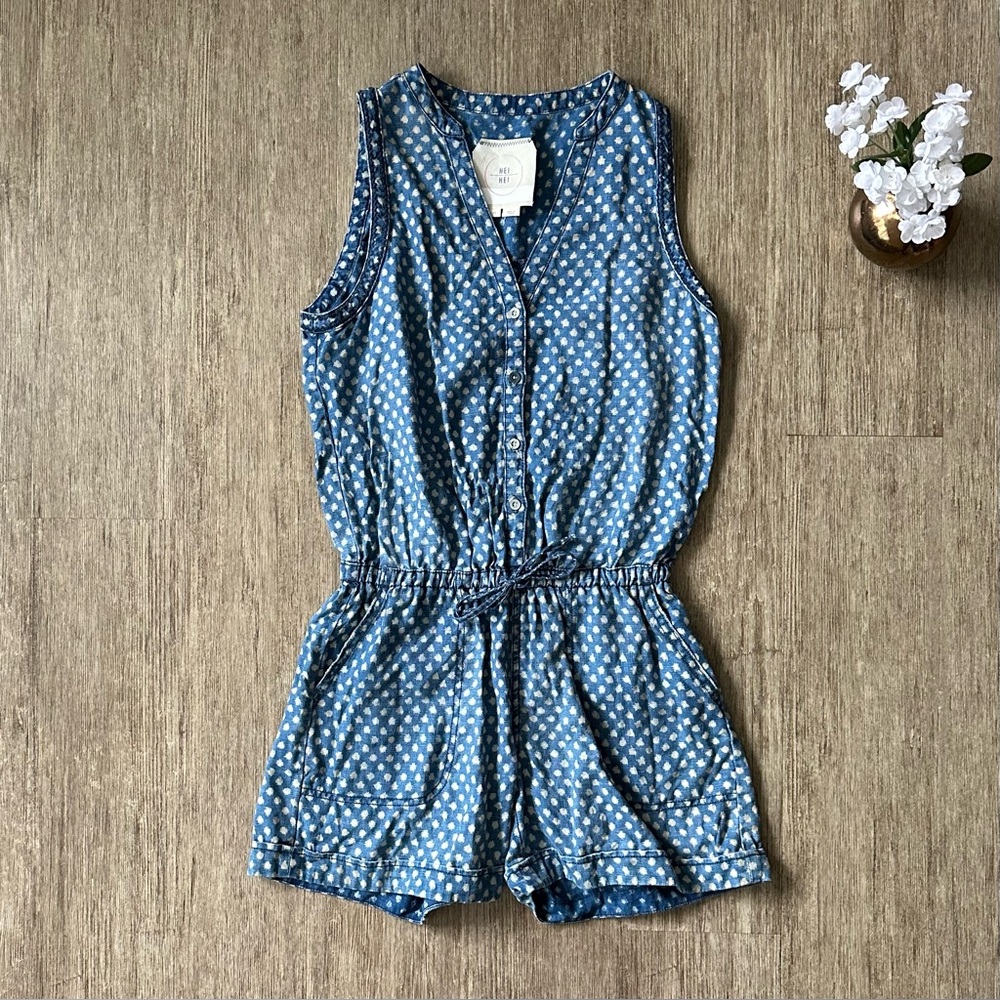 Anthropology Blue Polka Dot Romper 🧵